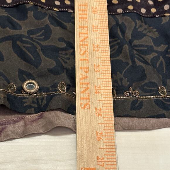 Tienda Ho Women OSFM Blouse Embroidered Long Sleeve Boho Floral Brown - Picture 10 of 10